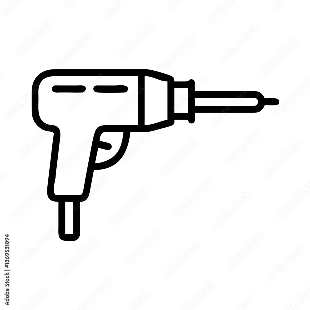 Poster drill icon in minimalistic style on clear background
