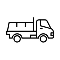 Construction truck icon in minimalist style on a clear background  