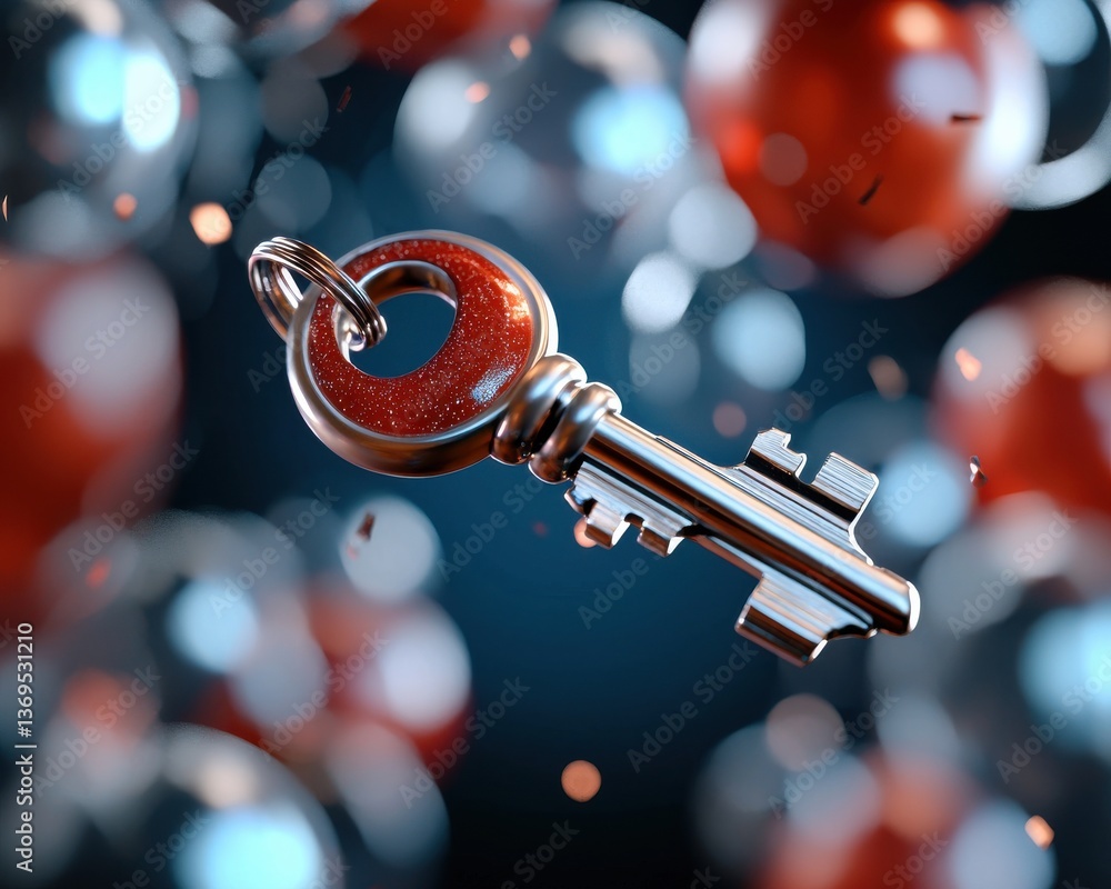 Poster elegant metal key in close up view symbolizing security protection access and control the shiny silv