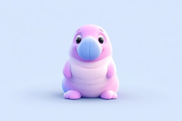 Cute, stylized, 3D rendered animal.  Soft, pastel colors.  Playful expression