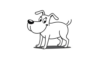 Fototapeta premium Adorable Cartoon Dog Illustration, Simple Line Art, Black and White, Happy Puppy, Pet Graphic Design, Vector Image, Friendly Canine Character