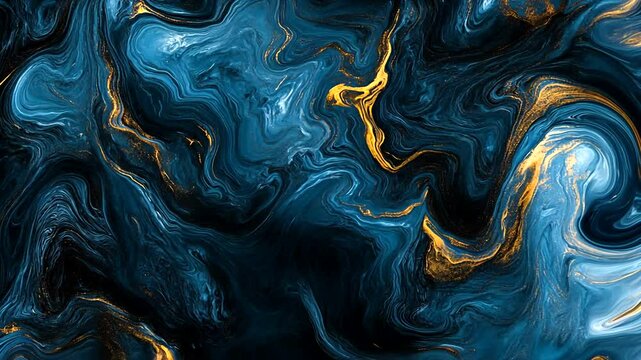 Abstract swirling blue and gold patterns resembling ocean waves and artistic textures