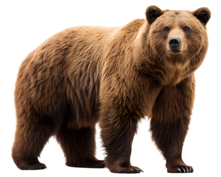 Big brown bear isolated on transparent background