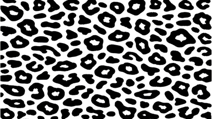 Fototapeta premium Leopard print pattern, black and white, high contrast, abstract shapes, organic forms, animal print texture, repeating motif, bold graphic design, fashion inspiration, monochrome pattern, spotted patt