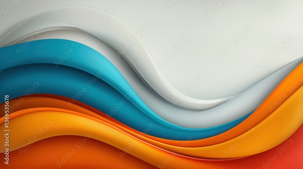 Poster vibrant and dynamic abstract digital art composition featuring fluid swirling colorful waves and cur