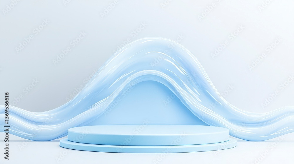 Poster elegant light blue abstract background with platform for product display
