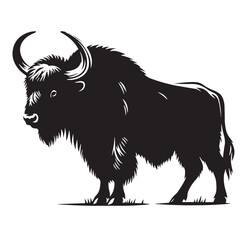 Black Aurochs Silhouette Vector, High Quality Illustration on White Background
