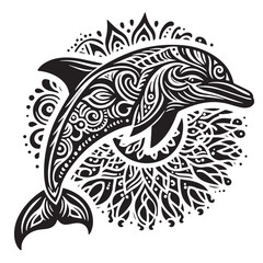 Black Baiji Dolphin Silhouette Vector, High Quality Illustration on White Background