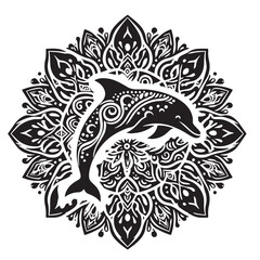 Black Baiji Dolphin Silhouette Vector, High Quality Illustration on White Background