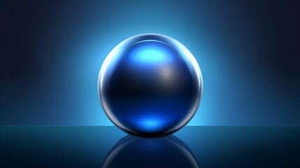 A single dark blue glossy egg on a reflective surface