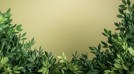 Naklejka premium Lush Green Foliage Frame Perfect for Spring or Summer Designs Nature Background Botanical Illustration