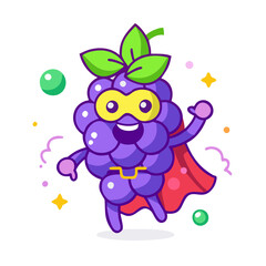 Fototapeta premium Cheerful Superhero Grape Bunch with Cape – Funny Fruit Icon