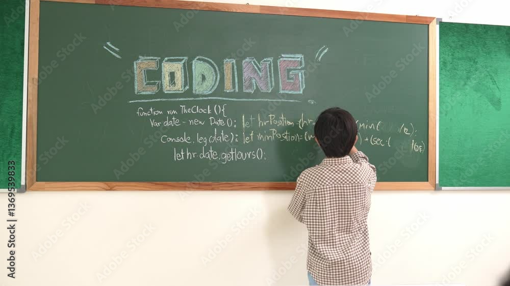 Poster girl writing engineering prompt by using ai software or programing system to generate ai on table wi