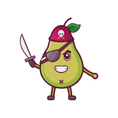 Mischievous Pirate Pear with Eye Patch and Sword – Funny Fruit Icon