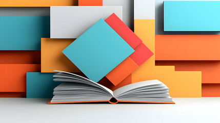 Abstract Book Cover with Geometric Shapes and Colorful Background