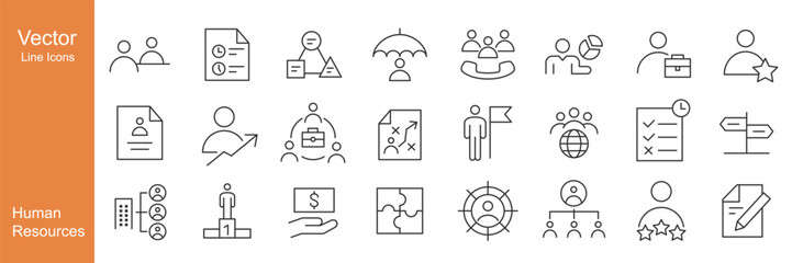 Human Resources Icons - Vector Line. Editable Stroke.