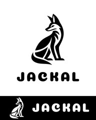 A sleek and modern jackal logo in black and white, featuring a minimalist and stylish design