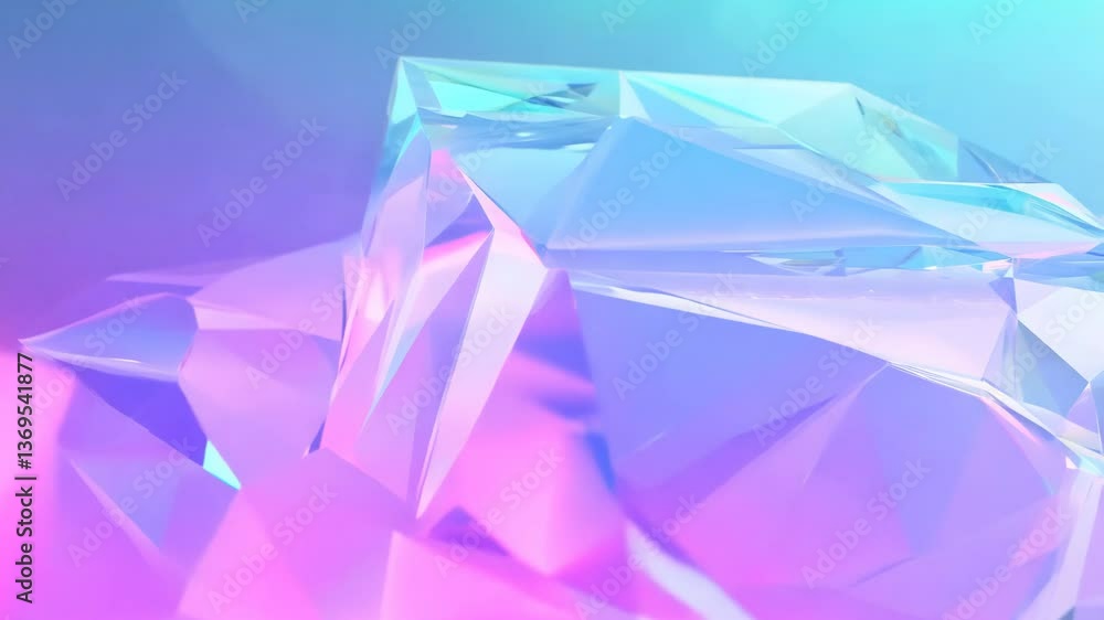 Aufkleber abstract holographic crystal shapes in motion on iridiscent violet background