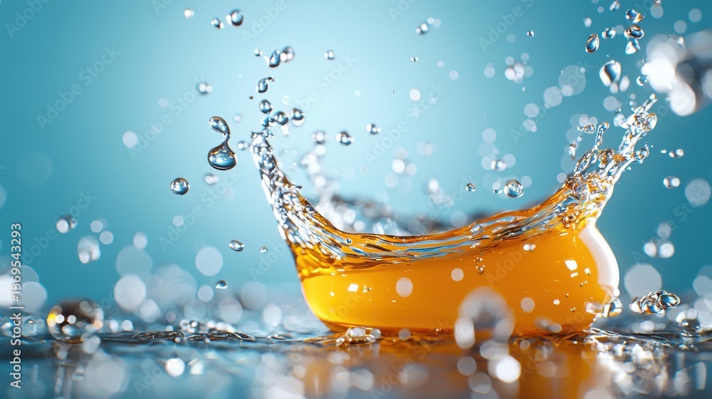 Aufkleber vibrant splash of colorful orange and blue water droplets bursting with dynamic energy and movement 