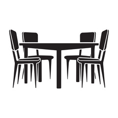 Table with four chairs silhouette