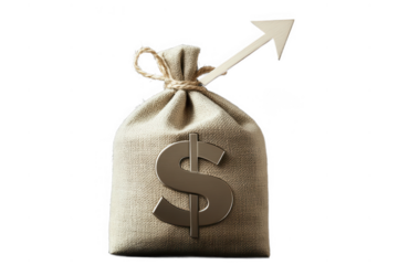 A beige money bag with a drawstring 