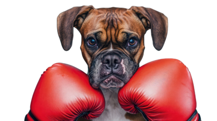  Boxer Dog with Red Boxing Gloves Portrait, Boxer Dog Wearing Red Boxing Gloves