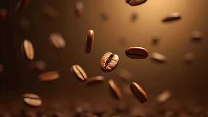 Fototapeta premium Coffee Beans Levitating: Aromatic Culinary Delight