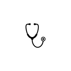 Stethoscope black silhouette vector icon 