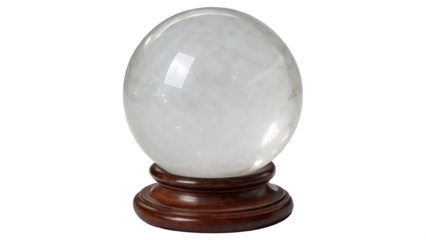 Crystal Ball PNG – Transparent Fortune Telling Sphere on Wooden Stand Isolated