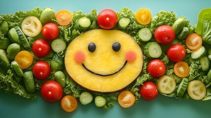 Smiling Face Made of Fresh Vegetables &ndash; Fun and Healthy Food Art for Kids