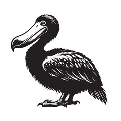 Black Dodo Silhouette Vector, High Quality Illustration on White Background