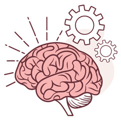 Creative Brain Illustration: Colorful and Detailed Brain Design with Sparkles, Symbolizing Intelligence, Knowledge, and Creativity