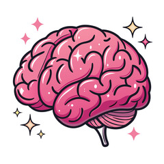 Creative Brain Illustration: Colorful and Detailed Brain Design with Sparkles, Symbolizing Intelligence, Knowledge, and Creativity