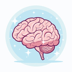 Creative Brain Illustration: Colorful and Detailed Brain Design with Sparkles, Symbolizing Intelligence, Knowledge, and Creativity