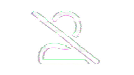 Icon user slash is distorted. Glitch. Noise, chromatic aberration, geometric distortion