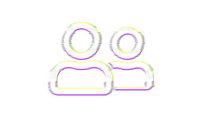 Icon user friends is distorted. Glitch. Noise, chromatic aberration, geometric distortion