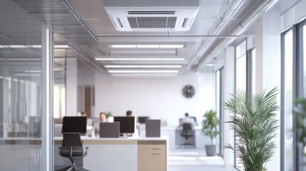 Modern workspace with open design and natural light illuminating office activities