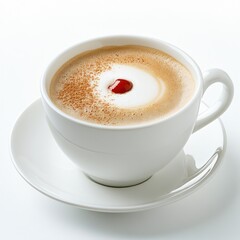 Obraz premium Cappuccino closeup in clean isolated white background beverage photography minimalist style