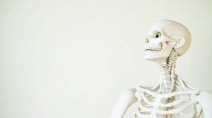 Anatomical Human Skeleton Model Displayed Against a White Background Ideal for Medical Education or Scientific Research