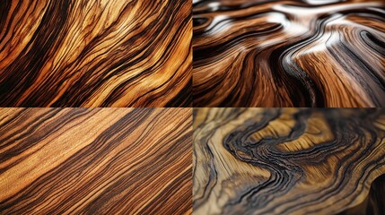 Four textured wood grain patterns. (1)