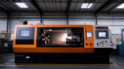 Obraz premium High-precision numerical control machine tools and advanced welding equipment in an industrial setting. Automated metalworking machinery for precision manufacturing and engineering applications.