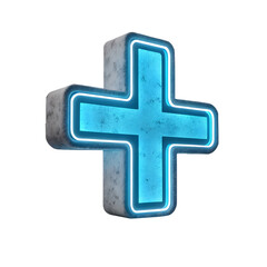 Obraz premium Illuminated Plus Sign: A Blend of Concrete and Neon Art.