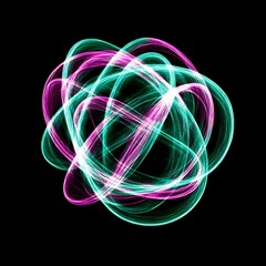 Abstract swirls in teal and magenta