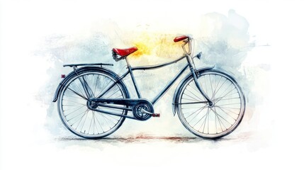 Fototapeta premium Vintage 1930s Classic Bicycle in Rustic Setting with Sepia Oil Painting Aesthetic