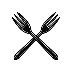  two fork silhouette on white background. Flat design. Vector illustration.