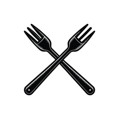  two fork silhouette on white background. Flat design. Vector illustration.