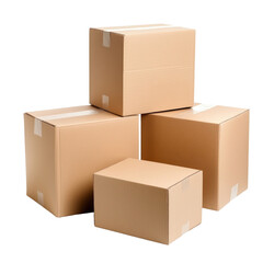 Obraz premium Four Cardboard Boxes on transparent background