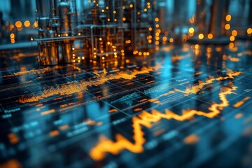 Obraz premium A financial infographic showing investments in the oil and gas sector. Generative AI