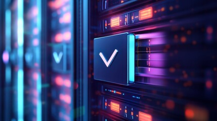 Vibrant server rack illuminated with colorful lights showcasing advanced technology in a data center