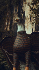 sculpture of a bird near temple